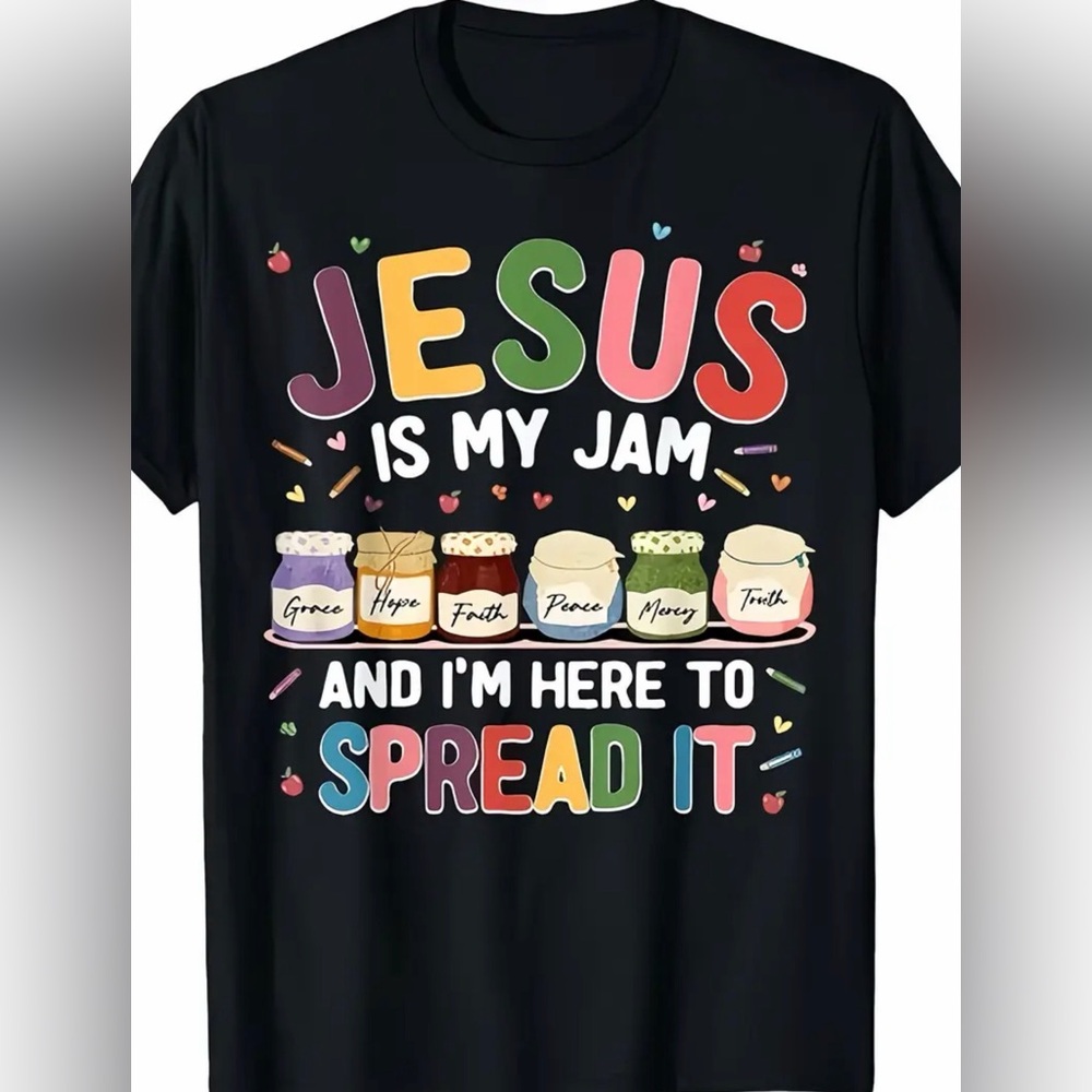 Black Graphic Unisex T-Shirt Jesus is my Jam Tee Shirt Sz M - Picture 1 of 11